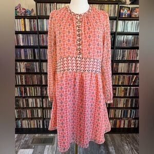 LOFT Pink Geo-Print Spring Cottagecore Boho Dress Size S